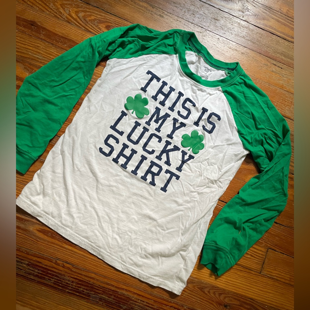 Carter's Green and White St Patrick's Day Lucky Long Sleeve Tee